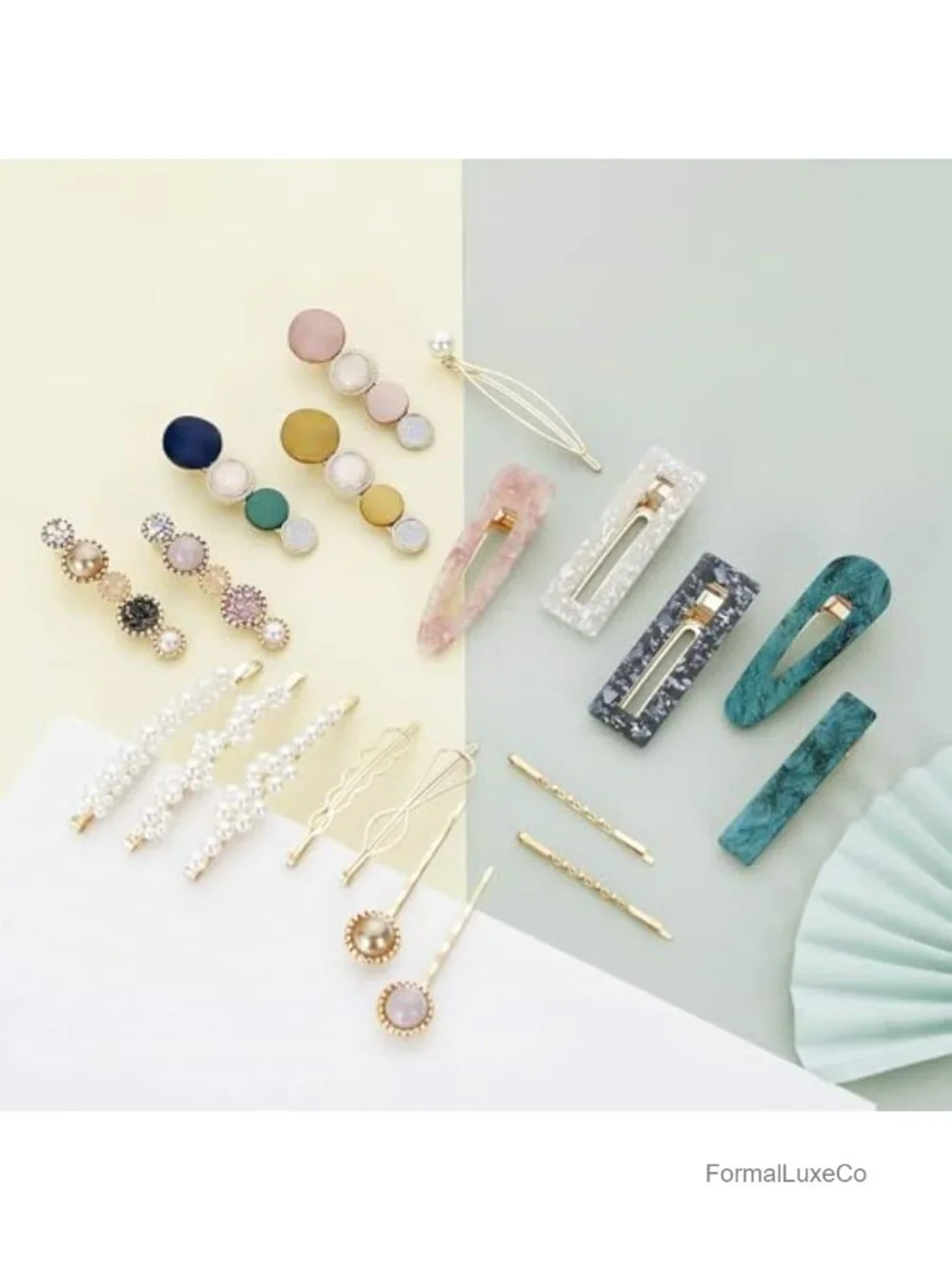 20 Pcs Pearl Hair Clips Set - Macaron Acrylic Resin Barrettes & Bobby Pins